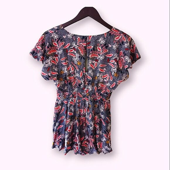 Lulus Dondi Navy Blue Floral Print Romper Shorts Size M - Picture 9 of 14